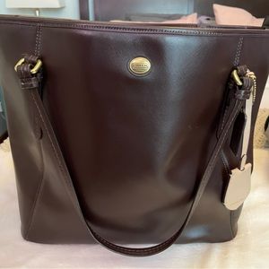 Coach brown leather tote